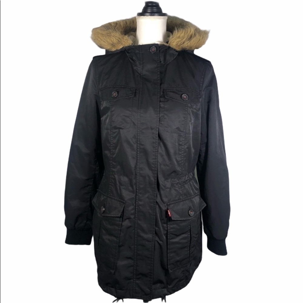 LEVI’S Faux Fur Trim Sherpa Lined Parka Coat - Picture 2 of 15